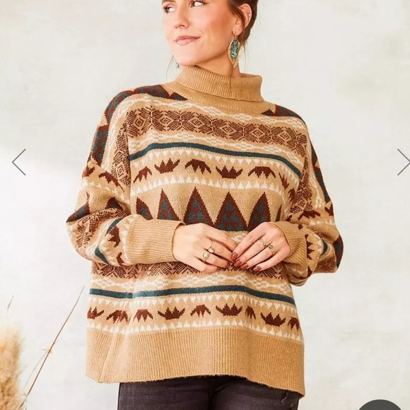 Buckle BKE Hyfve Aztec Western Oversized Cowl Neck Sweater XS - Picture 1 of 7